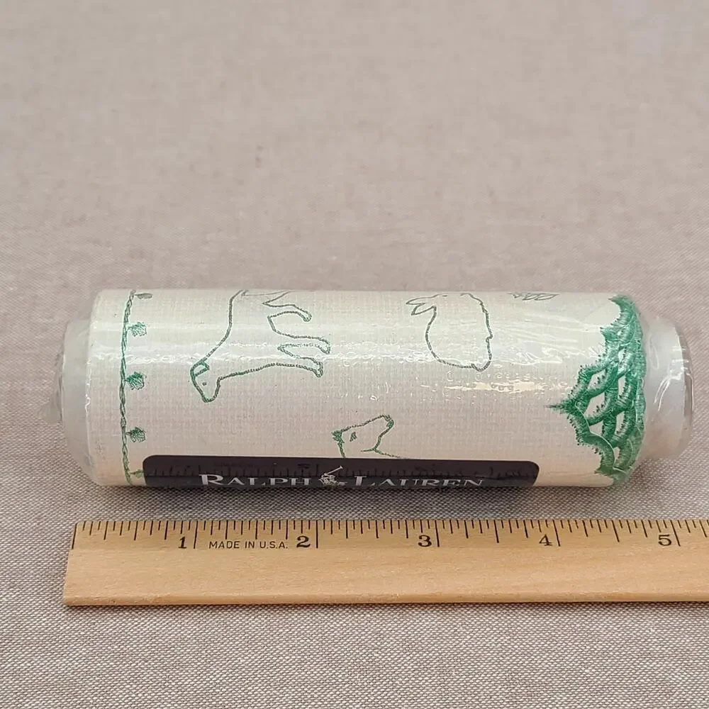 NOS Ralph Lauren Prepasted 5 yard Wallpaper Border Green White Animals Farm